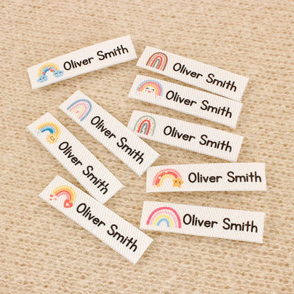 Custom Ironing Labels, Personalized Name, Clothing, Children's Names,School Labels,Brand Tags,Rainbow Label (TB5653)