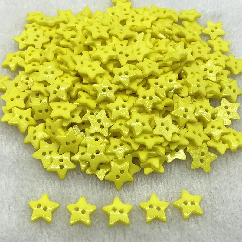 New 12mm-15mm-20mm Colours Five- Pointed Star with Two Eye Buttons Resin Sewing Buttons Diy Scrapbooking Multicolour