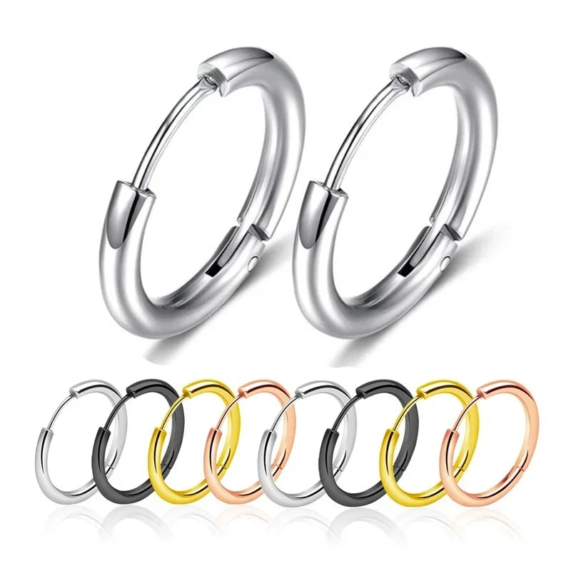 10/20Pcs Minimalist 316L Stainless Steel Small Hoop Earrings For Women Man Classic Round Earrings Fashion Ear Piercing Jewelr