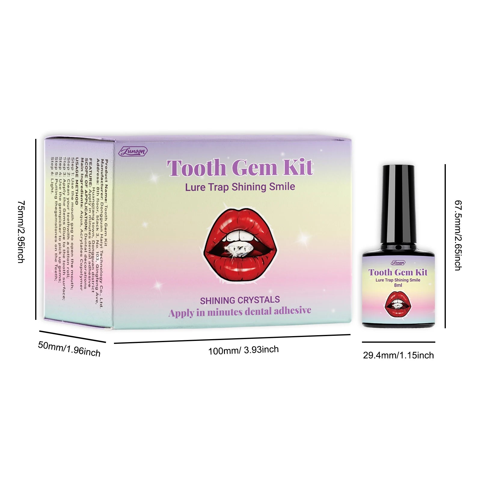 DIY Teeth Gems Kit With Glues And Light Teeth Anti-drop Clear Precious Stone Jewelry Decoration Glittering Tooth Jewelry Kit