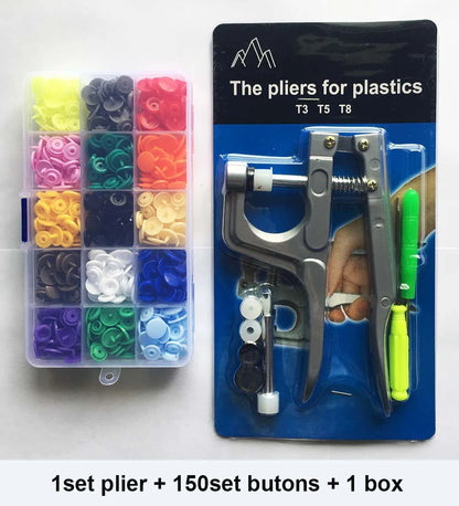 T5 Resin Snap Buttons Set Snaps U Shape Fastener Snap Pliers Buttons Kit Snaps Cloth Buttons DIY Sewing Machine Crafting Tool