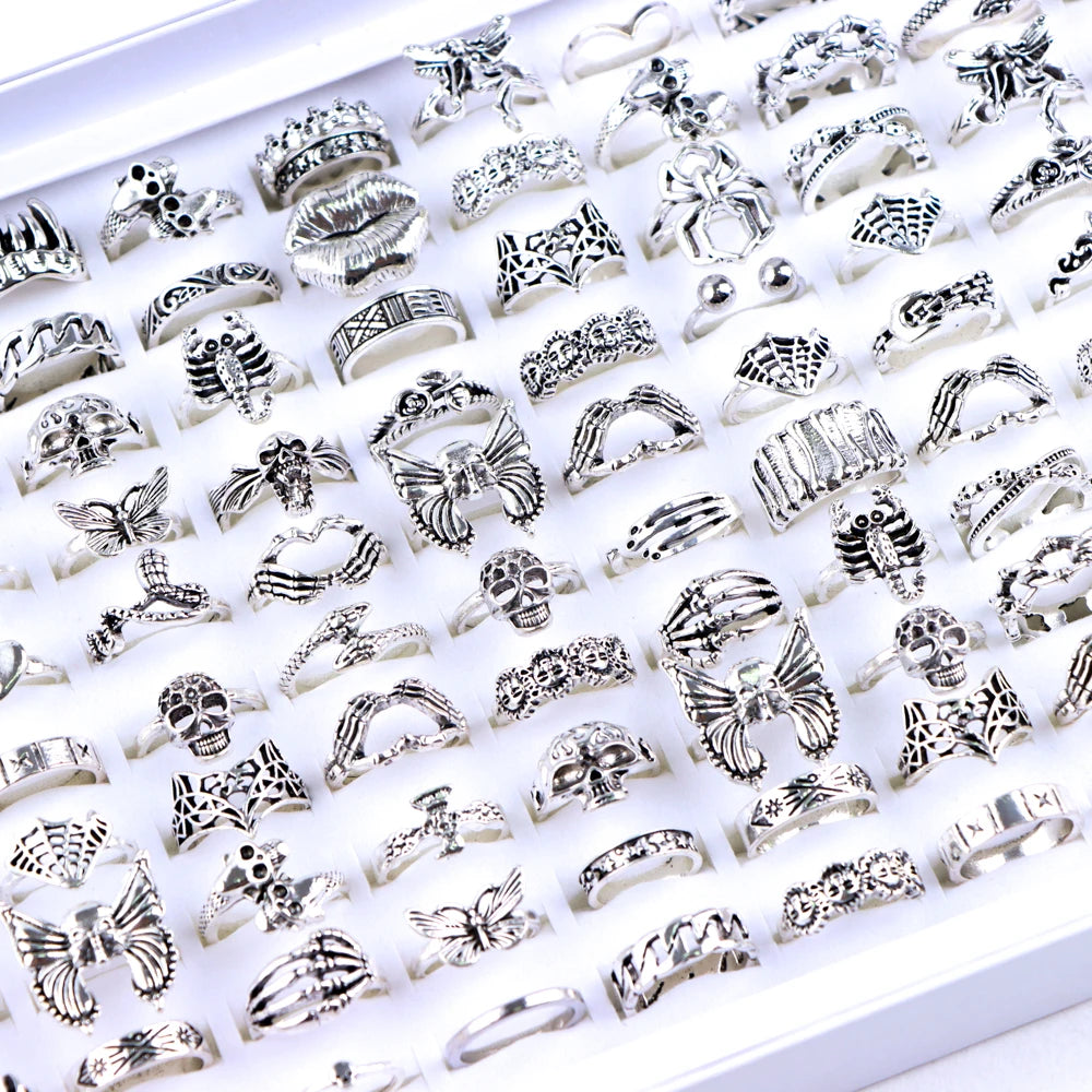 20/30Pcs/Lot Vintage Boho Glass Turquoise Rings Fashion Women Vacation Style Daily Festival Jewelry Party Decoration Gifts