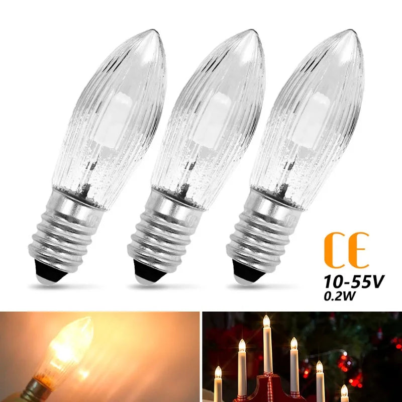 Warm Light Glass Bulbs Tapered Candles E10 LED Replacement Bulbs for Lights Candle Arch Bathroom Kitchen Home Lamps Bulb Deco