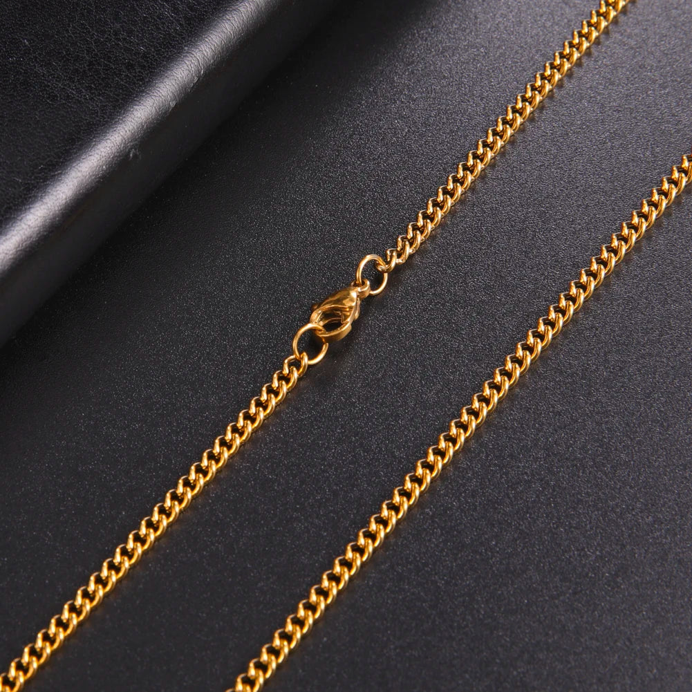 Skyrim Fashion 60cm Long Box Chain Necklace Men Stainless Steel Black Gold Color Link Chains Basic Punk Jewelry