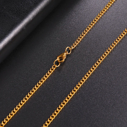 Skyrim Fashion 60cm Long Box Chain Necklace Men Stainless Steel Black Gold Color Link Chains Basic Punk Jewelry