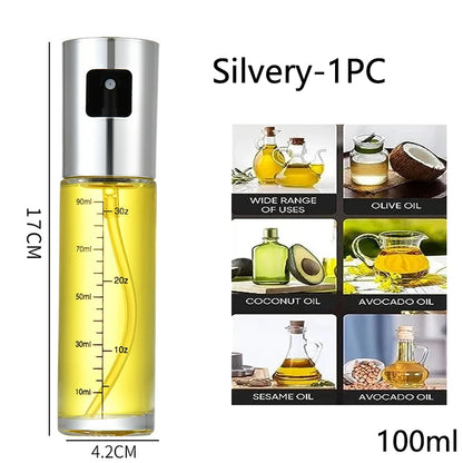 Glass Oil Sprayer for Cooking Olive Spray Mister for Salad BBQ Kitchen Baking Empty Vinegar Bottle - Silvery-1PC