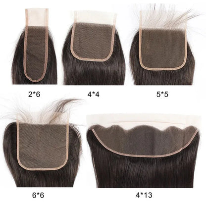 Lace Frontl Closure Peruvian Straight Closure 5x5 100% Human Hair Straight 13x4 Lace Frontal Natural Color Remy Hair Swiss La