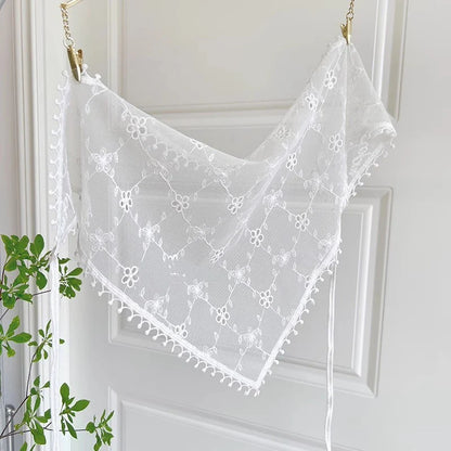 2025 ! Y2K Women Lace Tulle Bandage Skirt Stacked Lace Half Skirt Layering Small Butt Curtain Flower Triangle Hair Scarf - ho