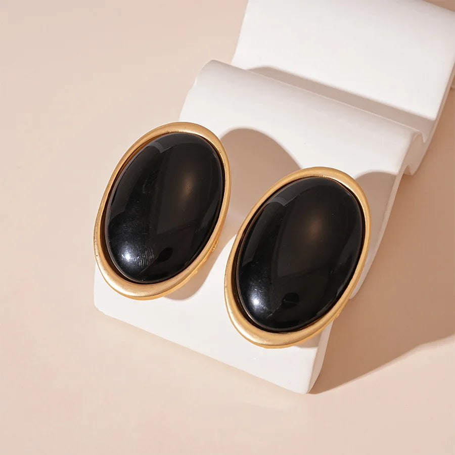 Vintage Red Resin Women's Earrings Stud Earrings Luxury large Geometric Oval earrings Party Wedding Ear Jewelry