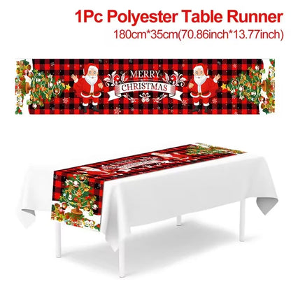 Christmas Table Runner Merry Christmas Decoration for Home Xmas Party Decor 2025 Navidad Notal Noel Ornament Happy New Year 2