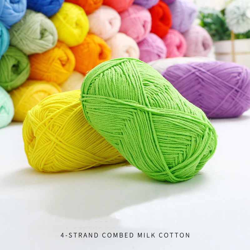 40-50g/Set 4ply Milk Cotton(80%) Knitting Yarn Needlework Dyed Lanas For Crochet Craft Sweater Hat Dolls At Low Price