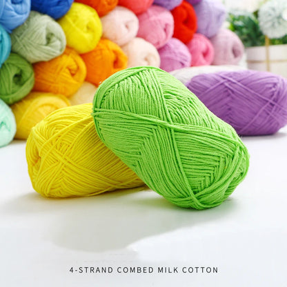 40-50g/Set 4ply Milk Cotton(80%) Knitting Yarn Needlework Dyed Lanas For Crochet Craft Sweater Hat Dolls At Low Price