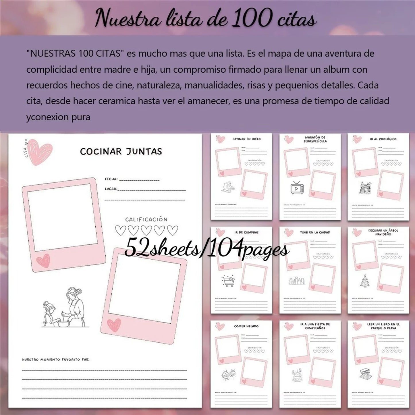 Hardcover Mother Daughter Memory Book 100 Date Journal With Photo Space Smooth Paper Daily Diary Gift For Mothers Daughters