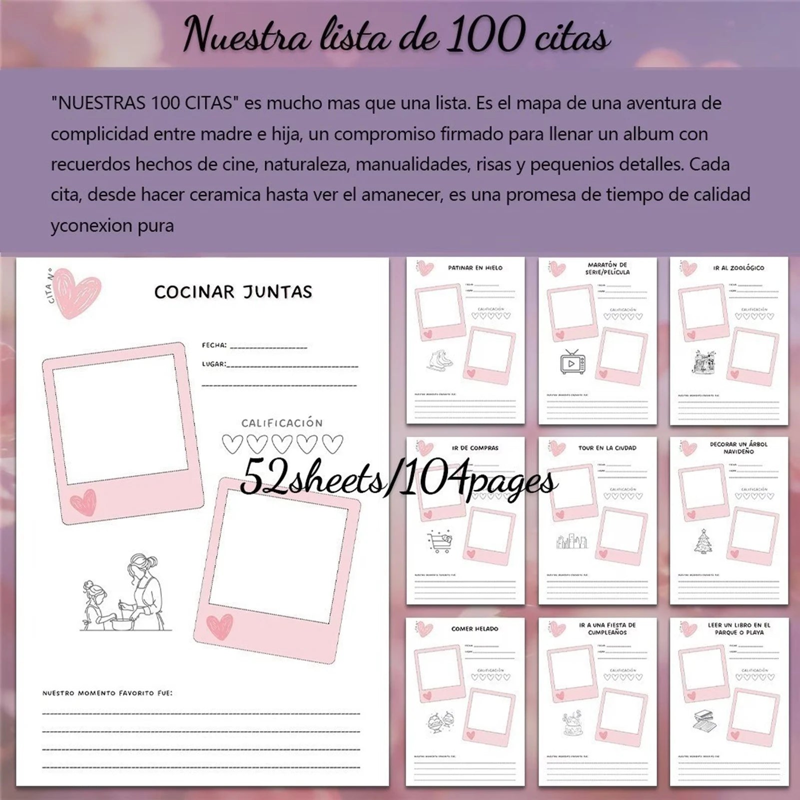 Hardcover Mother Daughter Memory Book 100 Date Journal With Photo Space Smooth Paper Daily Diary Gift For Mothers Daughters