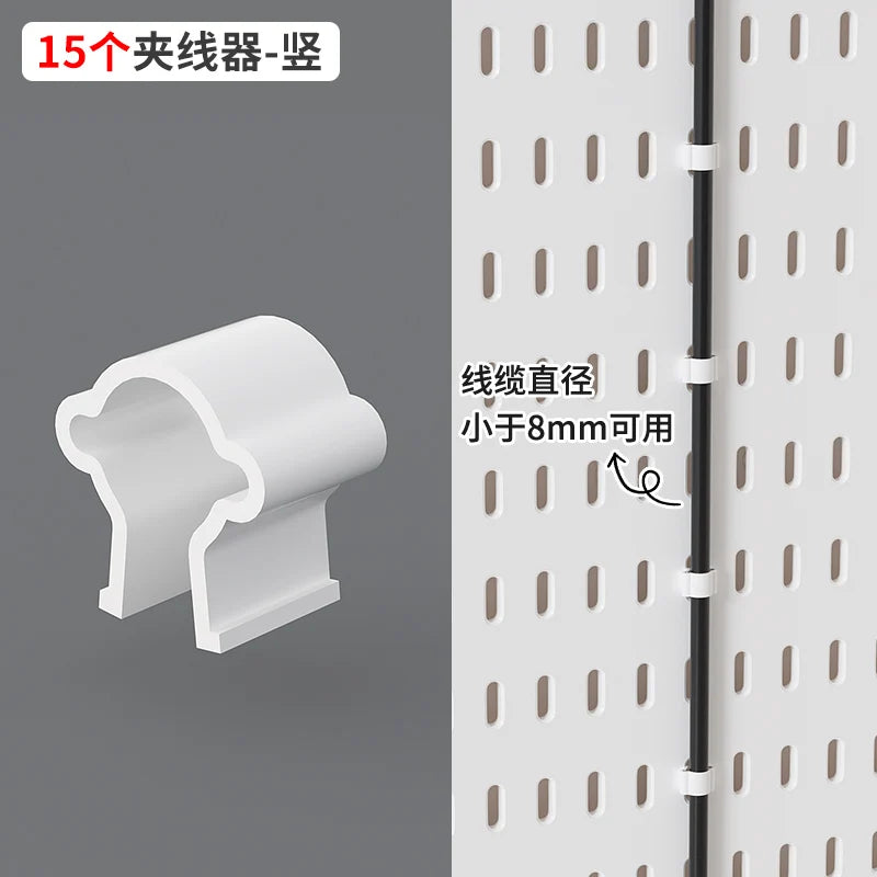 Home Office Pegboard Wall Storage Panel, PP Plastic Hole Board with Multi Hooks Shelf for Study Desk Stationery, Black White