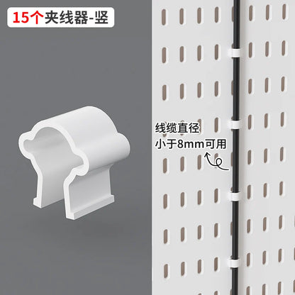 Home Office Pegboard Wall Storage Panel, PP Plastic Hole Board with Multi Hooks Shelf for Study Desk Stationery, Black White