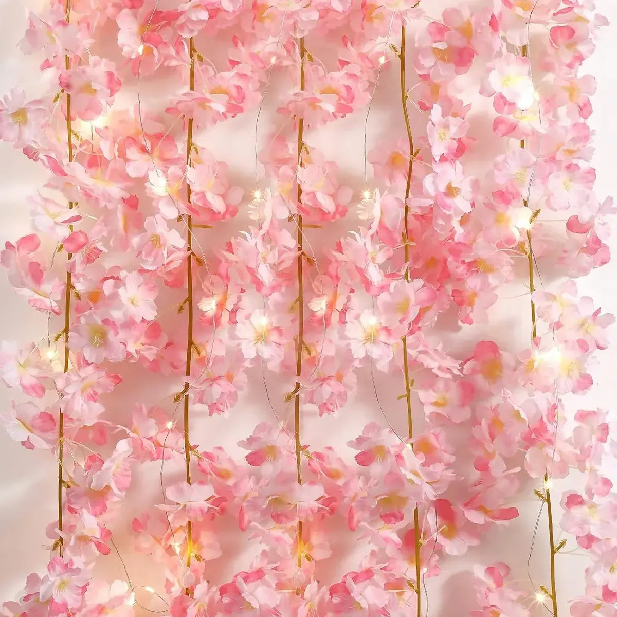 2M 20LEDs Cherry Blossom String Light Garland Artificial Flower Vines Fairy Lights for Bedroom Wedding Party Holiday Decorati