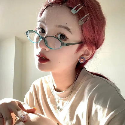 Y2K Retro Oval Square Glasses Colorful Small Frame Glasses Frame Women Anti Blue Light Computer Glasses Vintage Eyeglasses