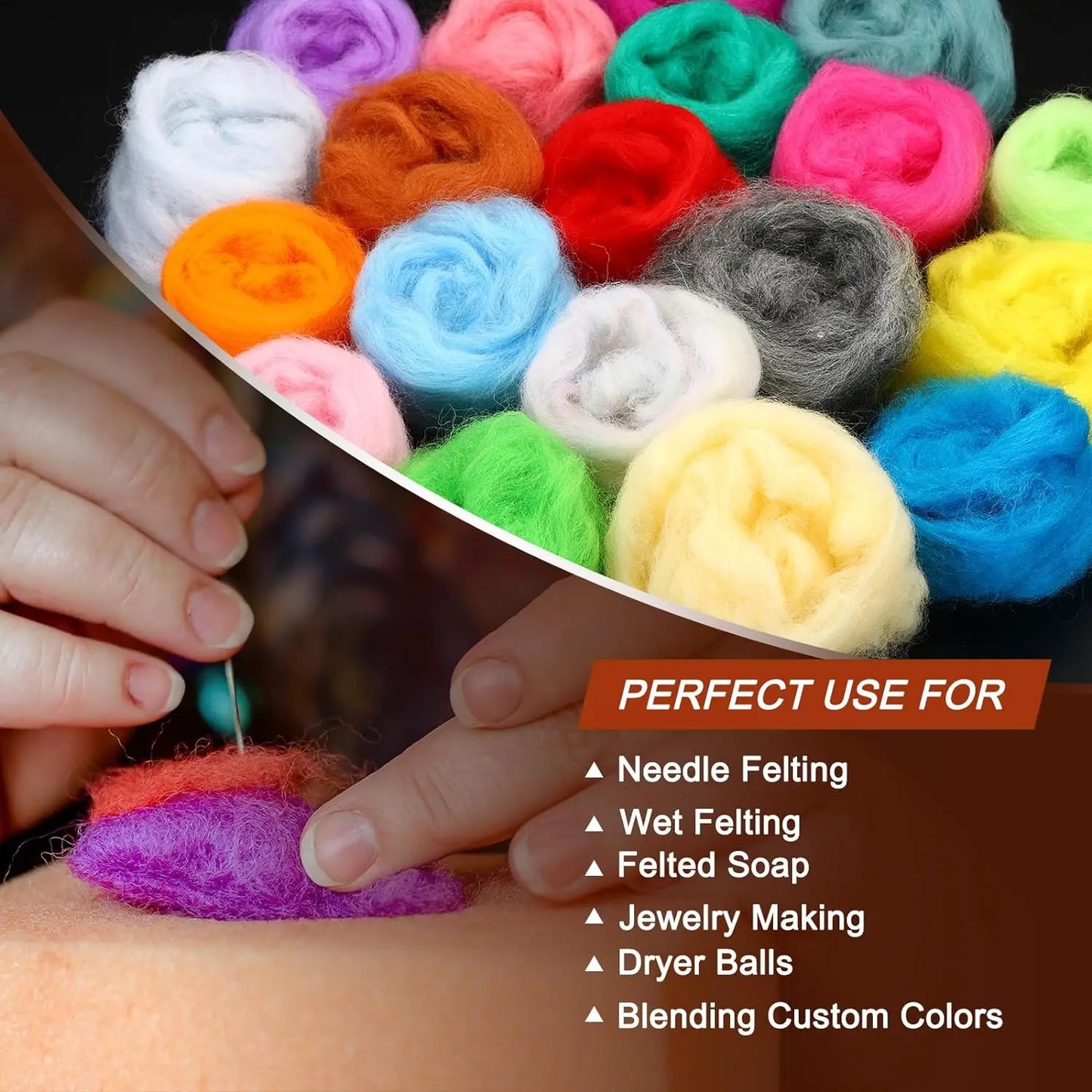 Needle Felting Wool Fibre Wool Roving for DIY Craft Materials, Needle Felt Roving Fabric Felt Craft Toys Handmade Felting Cra