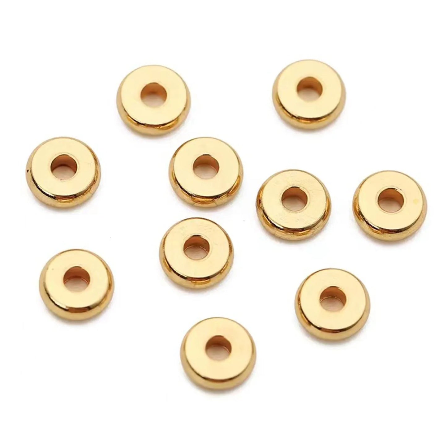 20/50PCs 304 Stainless Steel Flat Round Spacer Beads Separators Beads For Jewelry Making Metal Gold/Silver Color Diy Accessor
