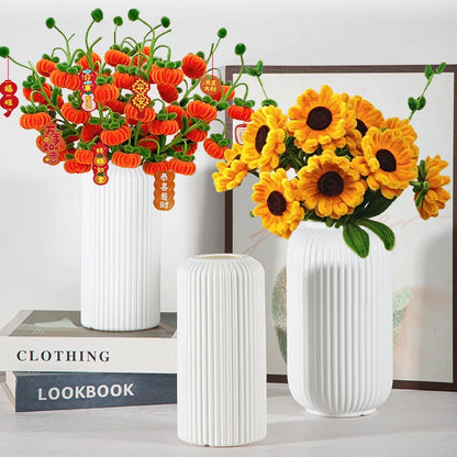 Nordic Plastic Small Vase for Tabletop Home Flower Living Room Decor Decoration Table Ornaments Circle Flower Arrangement Vas