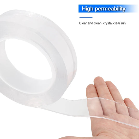 1/3/5M Double Sided Tape Transparent Acrylic Reusable Waterproof Adhesive Tracsless Tape Gadget Cinta Doble Cara Nano Tapes