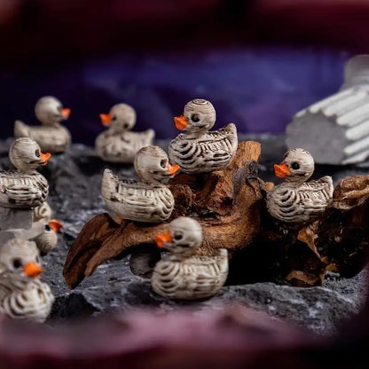 20-Pack 0.6in Gothic Cute Skull Ducks - Resin Figurines for Halloween, Gothic Home, Office, Party - Compact Desk Decor