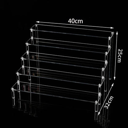 1-5 Tier Acrylic Display Stand Perfume Doll Clay Figurine Blind Box Storage Rack Transparent Ladder Makeup Organization W-2 -