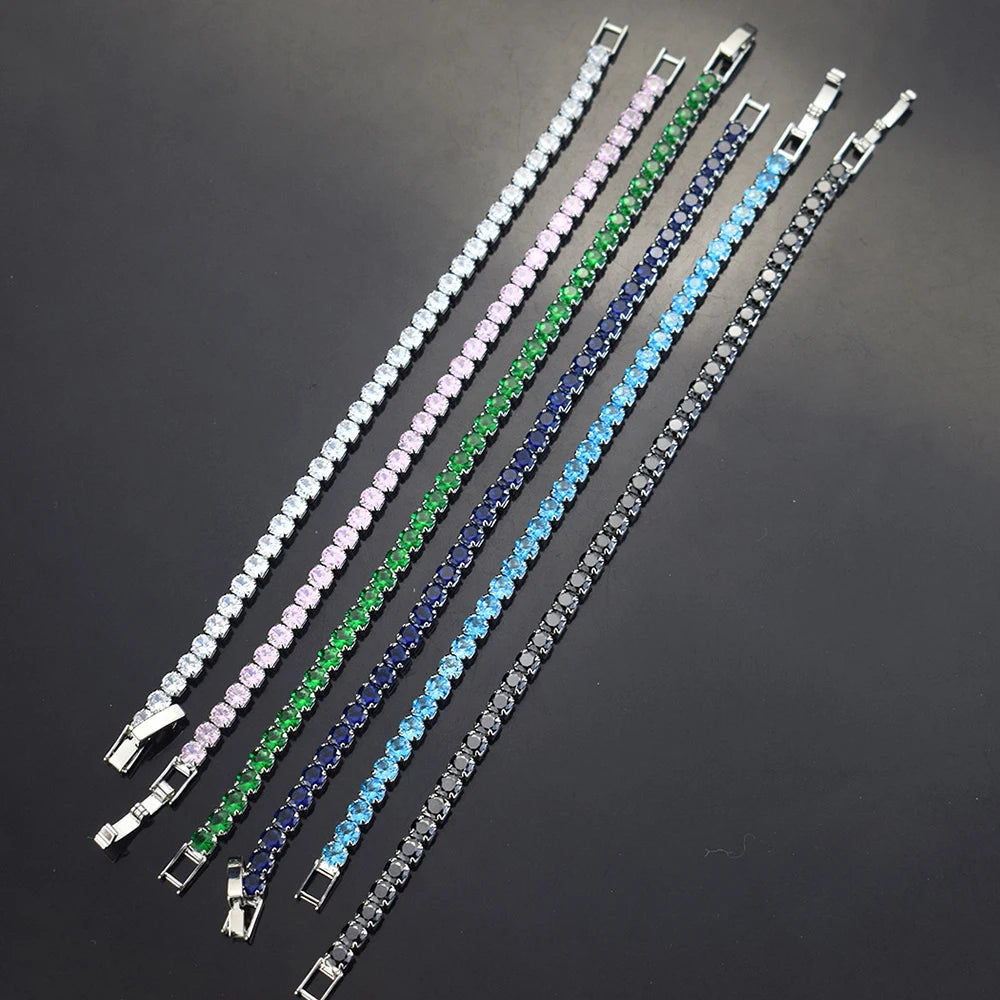 4mm Micro-inlaid Zircon Tennis Bracelet for Women 2025 New Men Bracelet Homme Jewelry Accessories