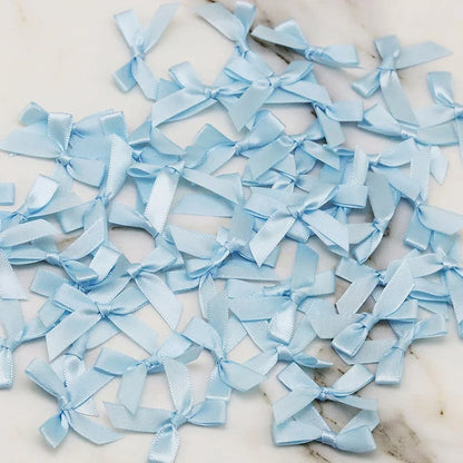 4x4cm Colourful Bows Small Size Polyester Satin Ribbon Bow Flower DIY Craft Decoration - SKY BLUE / 50pcs