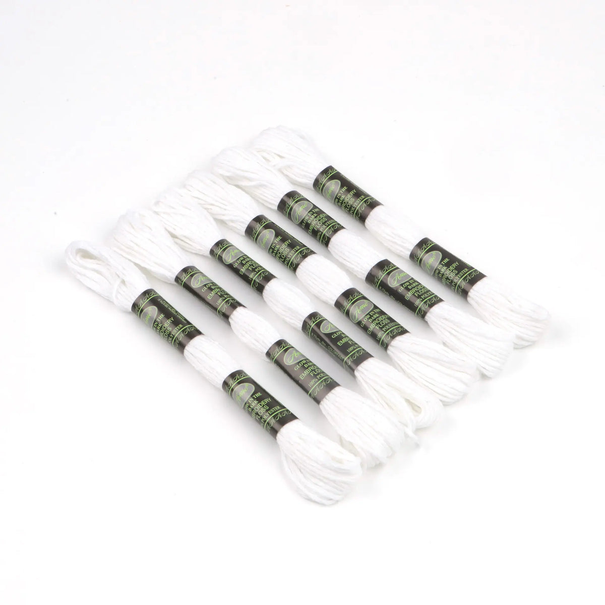 Glow in the Dark Sewing Embroidery Floss Thread 8m/piece 6pcs/set 6 Strands Thread for Cross Stitch - white
