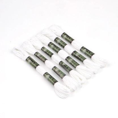 Glow in the Dark Sewing Embroidery Floss Thread 8m/piece 6pcs/set 6 Strands Thread for Cross Stitch - white
