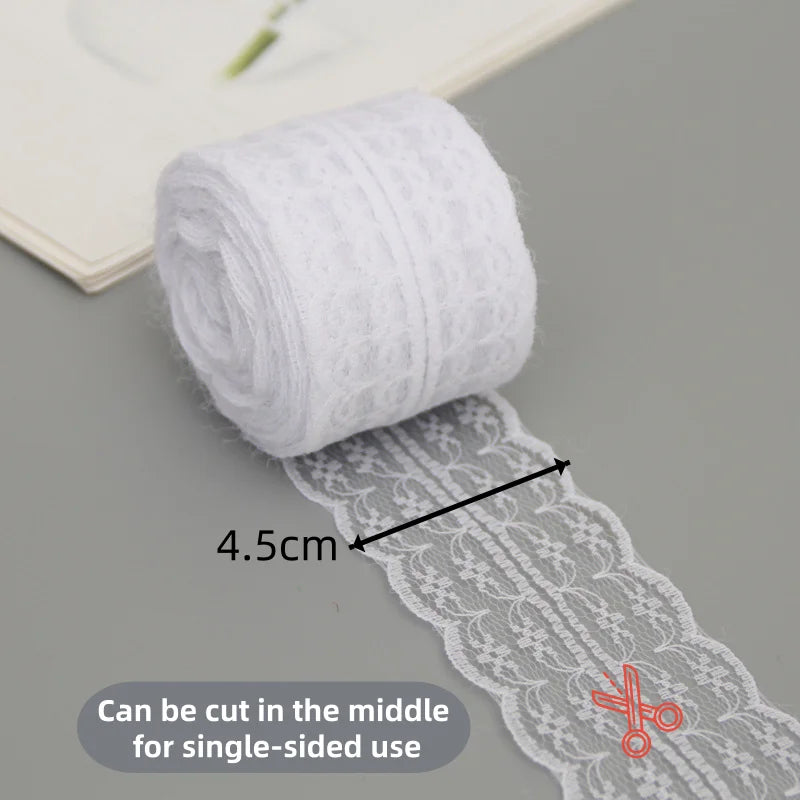 10m 4.5cm Non-Stretch Lace Ribbon White Embroidered Net Trim Fabric For DIY Craft Party Decoration Gift Wrapping Sewing Suppl