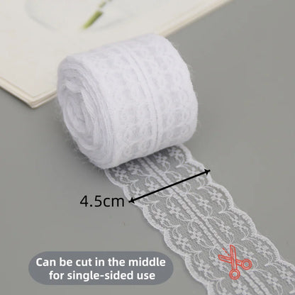 10m 4.5cm Non-Stretch Lace Ribbon White Embroidered Net Trim Fabric For DIY Craft Party Decoration Gift Wrapping Sewing Suppl