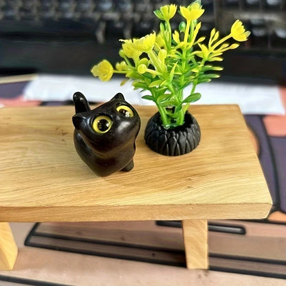 Charming Wooden Kitten Figurine - Handcrafted Cat Decor For Home, Perfect Gift Idea Cat Figurine Cat Accessories - D