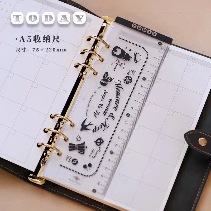 Binder Storage ruler vintage loose-leaf Notebook inner page index divider bookmark DIY accessory flexible ruler - A5