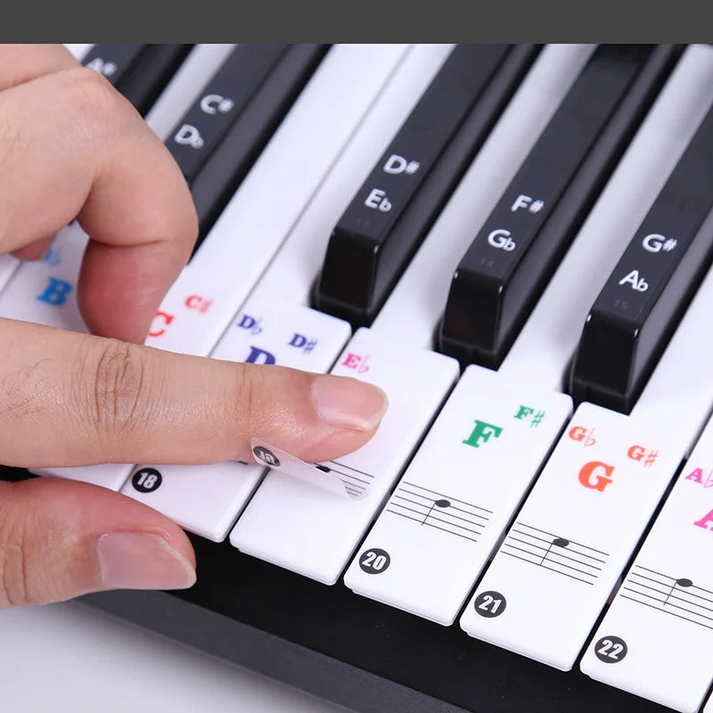 Transparent Piano Keyboard Stickers 49/54/61/88 Key Detachable Music Decal Notes Electronic Piano Piano Spectrum Sticker Symb