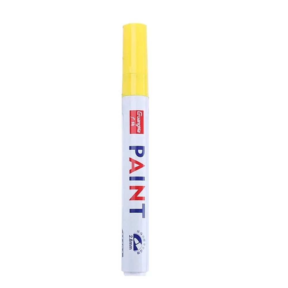 Car Paint Pen Waterproof Car Wheel Tire Oily Painting Mark Pen Auto Rubber Tyre Tread CD Metal Permanent Paint Marker - Yello
