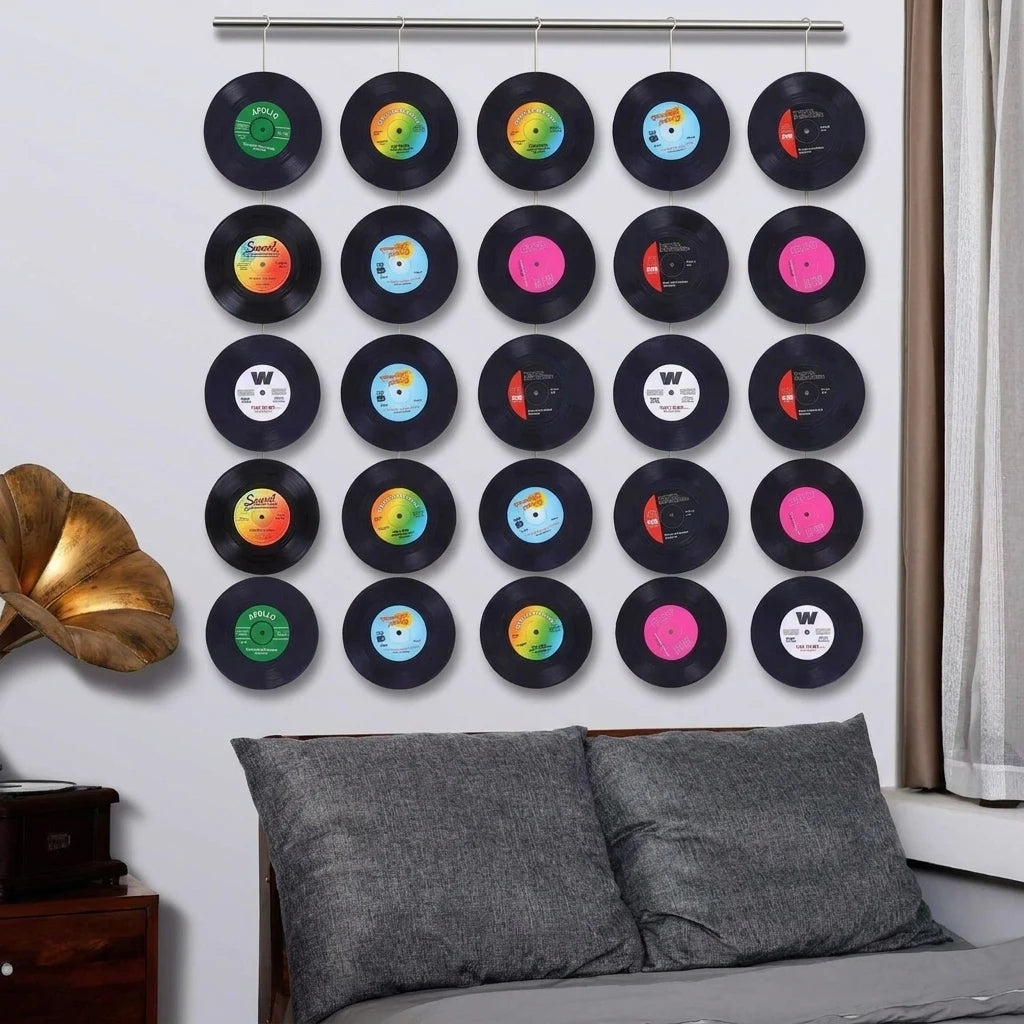 Set of 6 Colorful Retro Vinyl Record Disk Coasters for Drinks Vinyl Record Coaster Set Coffee Table Decor - Wall Decor 30pcs