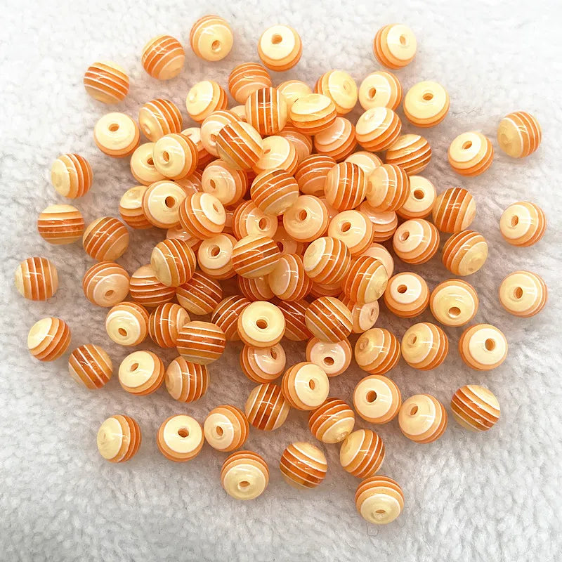6mm 8mm Round Transparency Resin Beads Stripe Spacer Beads for Jewelry Making Children Handcraft Department DIY Accessories -