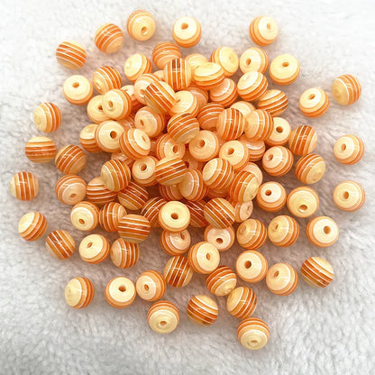 6mm 8mm Round Transparency Resin Beads Stripe Spacer Beads for Jewelry Making Children Handcraft Department DIY Accessories