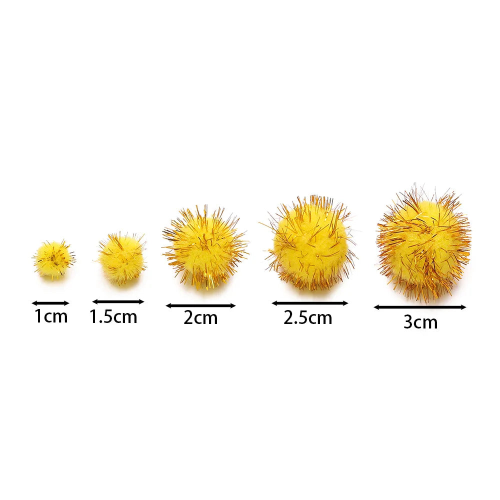 100-Pack Assorted Color Pom Poms, 1-3cm Fluffy Craft Pom Poms for DIY Home Decor and Sewing