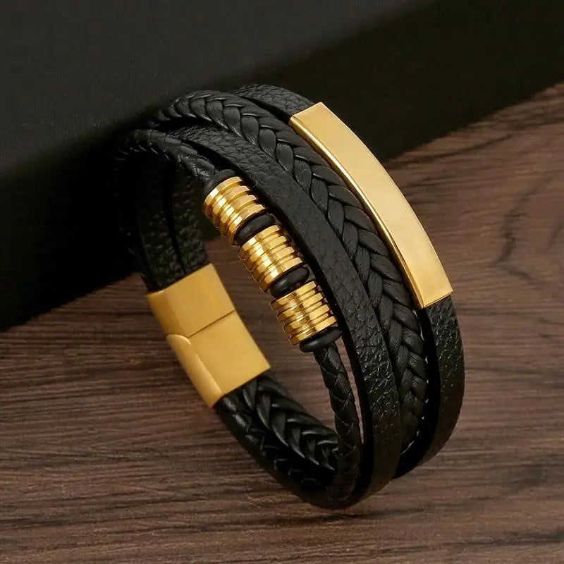Classic Men's Leather Bracelet New Style Hand-woven Multi-layer Combination Accessory Fashion Man Jewelry