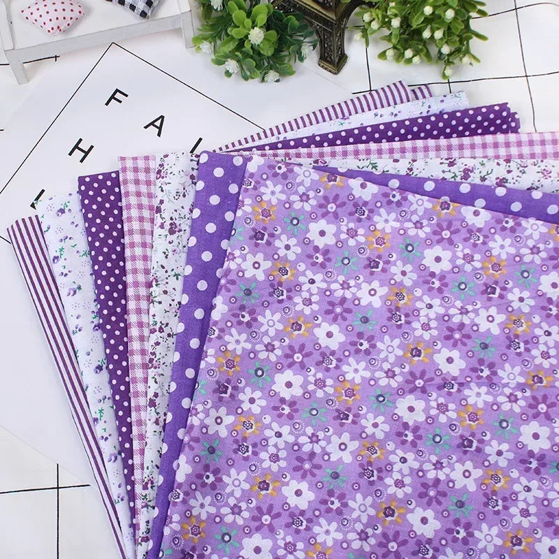 Printed Cotton Fabric for Sewing, Quilting Fabrics for Patchwork, Needlework, DIY Handmade Accessories, 25x25cm - PURPLE