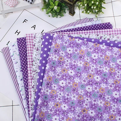 Printed Cotton Fabric for Sewing, Quilting Fabrics for Patchwork, Needlework, DIY Handmade Accessories, 25x25cm - PURPLE