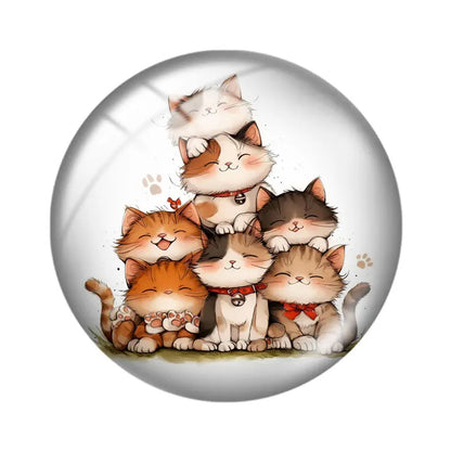 Funny Cats 10pcs 12mm/18mm/20mm/25mm Round photo glass cabochon demo flat back Making findings
