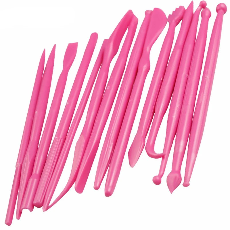 Aomily 14pcs/Set Sculpture Sugar Modeling Cutter Smoother Polymer Clay Mold Fondant Flower Gum Paste Decorating Pen Tool Kit