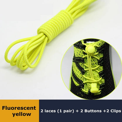 1Pair Shoelaces for Sneaker Elastic No Tie Shoe Laces Stretching Lock Lazy Laces Quick Rubber Shoelace Round Shoestrings - Fl