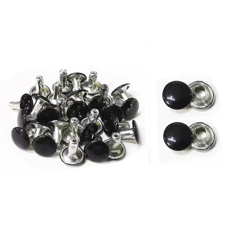 100sets 6-8mm Metal Double Cap Round Rivets Studs Collision Nail Spike Rock Leather Craft Shoe Bag Belt Garment Bracelet DIY