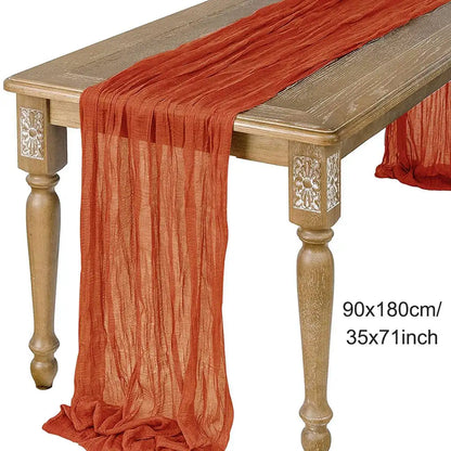 Semi-Sheer Gauze Table Runner Sage Cheesecloth Table Setting Dining Vintage Wedding Party Christmas Banquets Arches Cake Deco